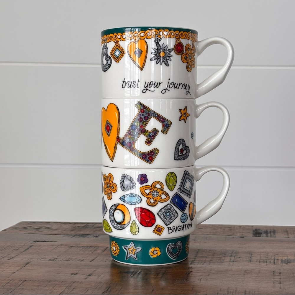Brighton Colorful Stackable 'Trust Your Journey' Set of Three Mugs